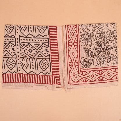 Set of 7 - Handmade Block Print Cotton Scarf, Stylish Organic Head Wrap, Boho Fashion Bandana Gift, Eco-Friendly Pet Dog Wrap, Biker Cotton Square Accessory, Unisex Scarf