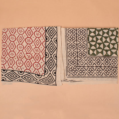 Set of 7 - Handmade Block Print Cotton Scarf, Stylish Organic Head Wrap, Boho Fashion Bandana Gift, Eco-Friendly Pet Dog Wrap, Biker Cotton Square Accessory, Unisex Scarf