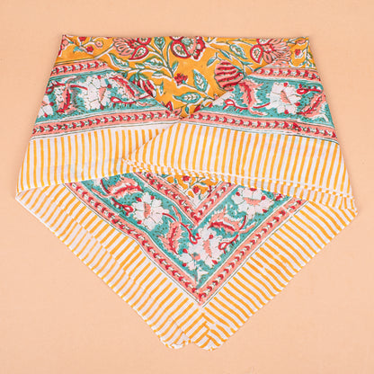 Set of 7 - Handmade Block Printed Cotton Bandana, Eco-Friendly Head Wrap For Bikers, Stylish Unisex Square Scarf, Boho Pet Dog Wrap, Organic Cotton Neck Accessory