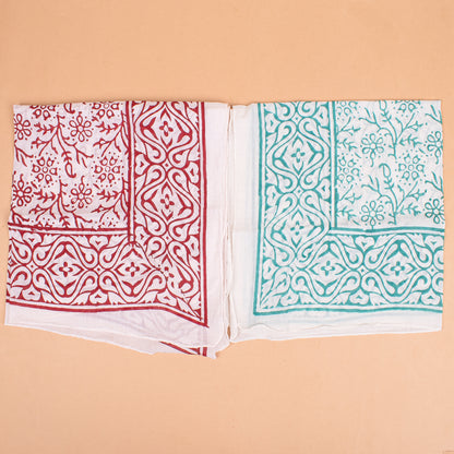 Set of 7 - Handmade Block Printed Cotton Bandana, Eco-Friendly Head Wrap For Bikers, Stylish Unisex Square Scarf, Boho Pet Dog Wrap, Organic Cotton Neck Accessory