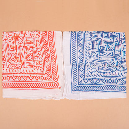 Set of 7 - Handmade Block Printed Cotton Bandana, Eco-Friendly Head Wrap For Bikers, Stylish Unisex Square Scarf, Boho Pet Dog Wrap, Organic Cotton Neck Accessory