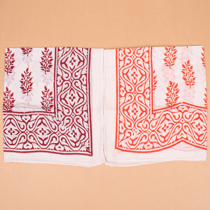 Set of 7 - Handmade Block Printed Cotton Bandana, Eco-Friendly Head Wrap For Bikers, Stylish Unisex Square Scarf, Boho Pet Dog Wrap, Organic Cotton Neck Accessory