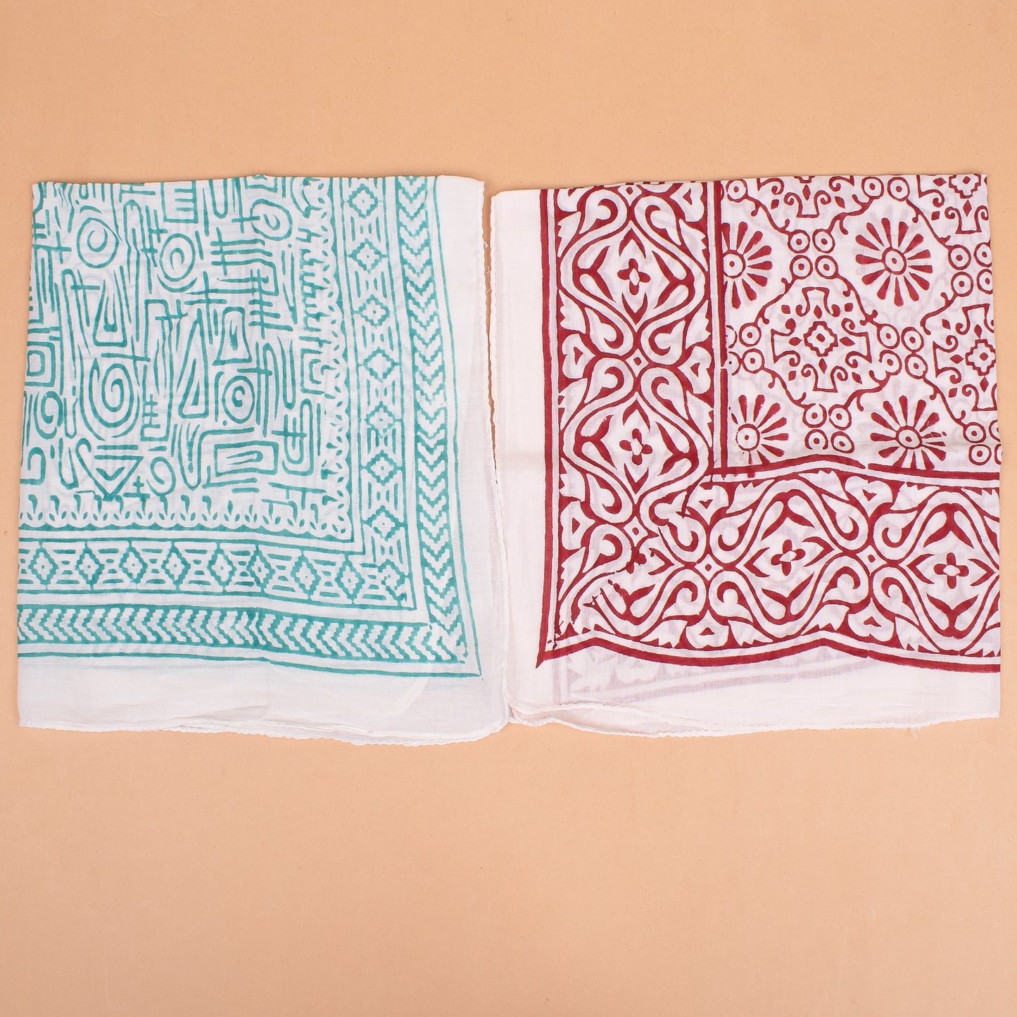 Set of 7 - Stylish Organic Cotton Head Wrap, Perfect Gift Idea, Handmade Boho Bandana, Eco-Friendly Block Print Scarf, Biker Fashion Cotton Square, Cotton Bandana Scarf