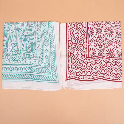 Set of 7 - Stylish Organic Cotton Head Wrap, Perfect Gift Idea, Handmade Boho Bandana, Eco-Friendly Block Print Scarf, Biker Fashion Cotton Square, Cotton Bandana Scarf