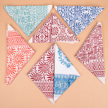 Set of 7 - Stylish Organic Cotton Head Wrap, Perfect Gift Idea, Handmade Boho Bandana, Eco-Friendly Block Print Scarf, Biker Fashion Cotton Square, Cotton Bandana Scarf