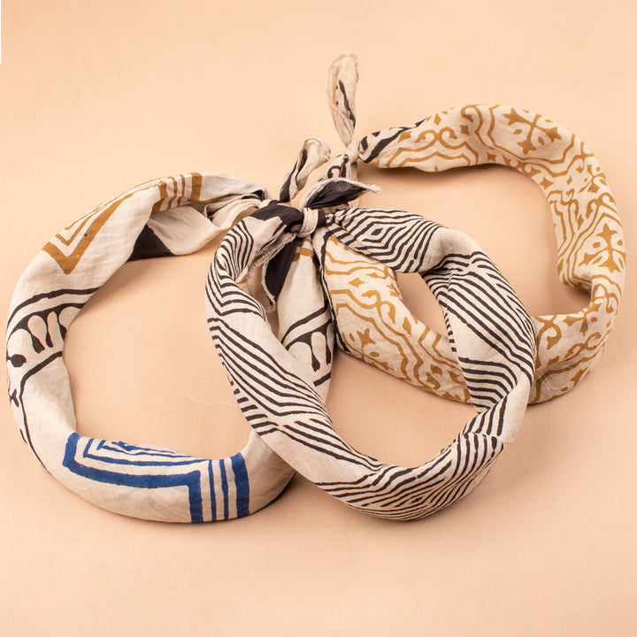Set of 3 – Floral Cotton Bandanas | Boho Head Scarf &amp; Hair Wrap
