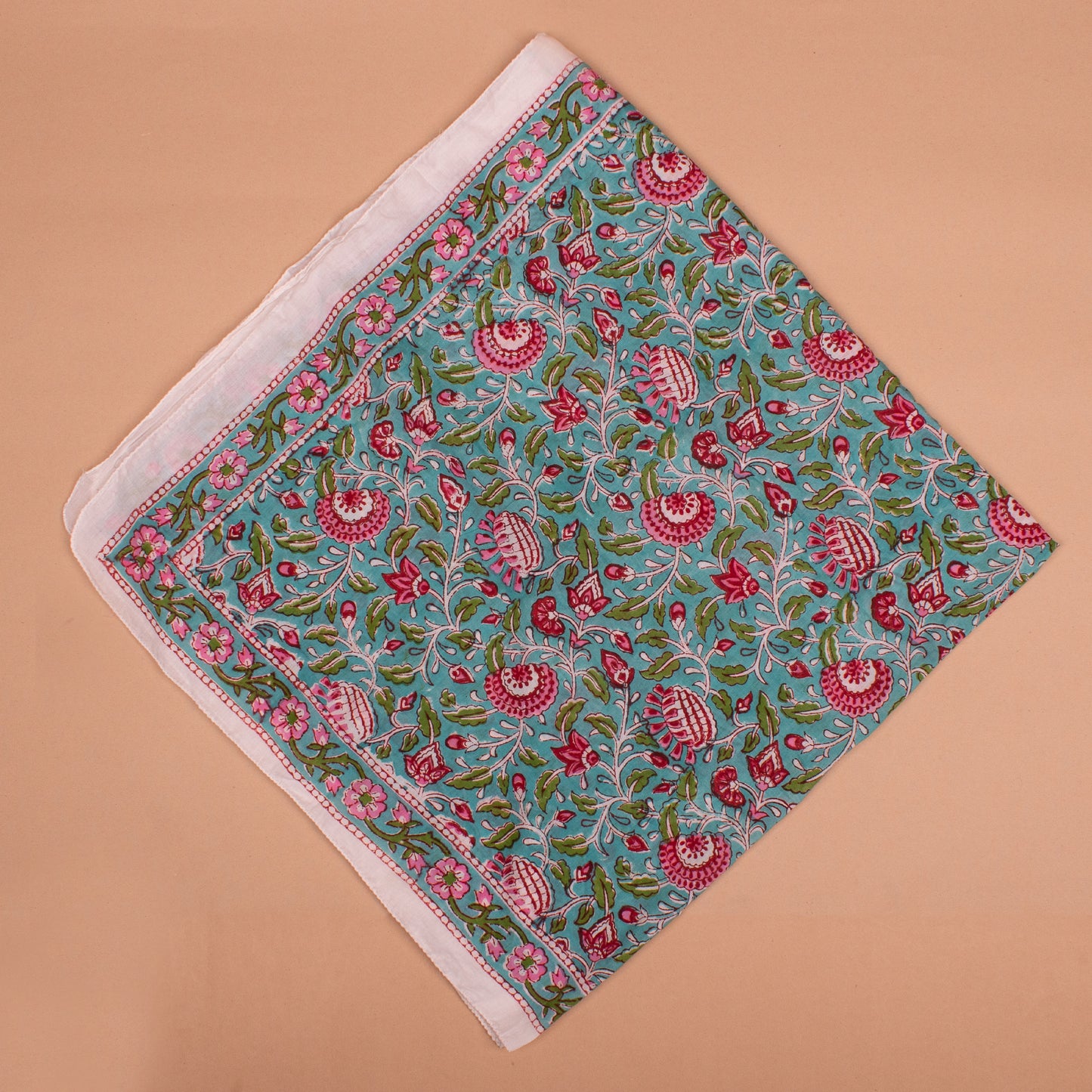 Oversized Cotton Bandana 40x40 – Hand Block Print Boho Scarf Wrap