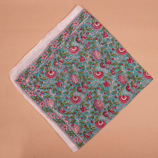 Oversized Cotton Bandana 40x40 – Hand Block Print Boho Scarf Wrap