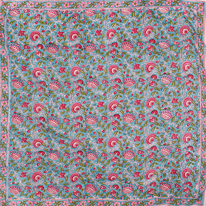 Oversized Cotton Bandana 40x40 – Hand Block Print Boho Scarf Wrap