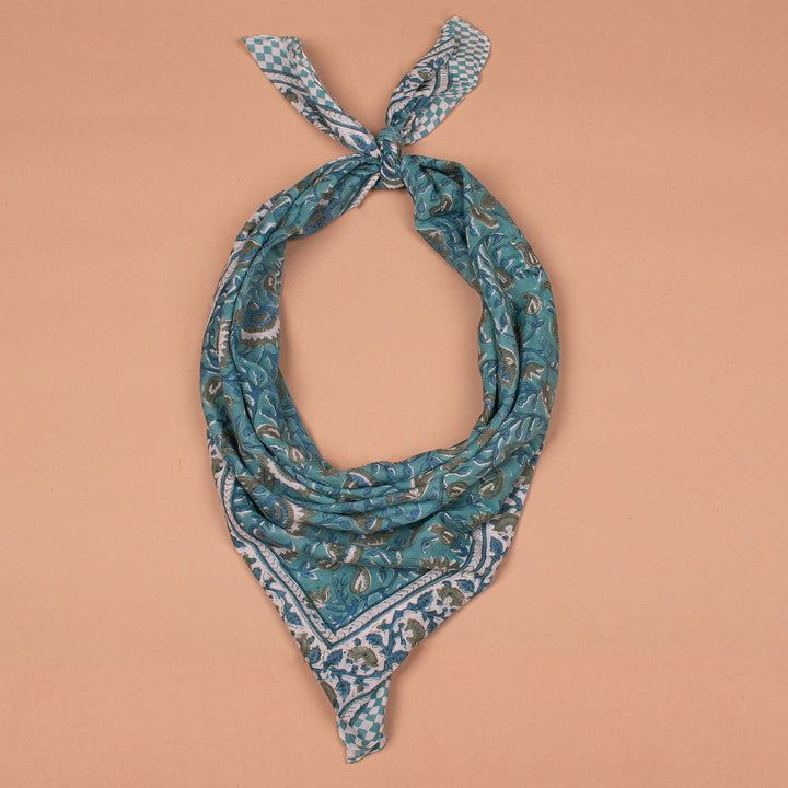 Boho Cotton Bandana 40x40 | Large Boho Head Scarf &amp; Hair Wrap