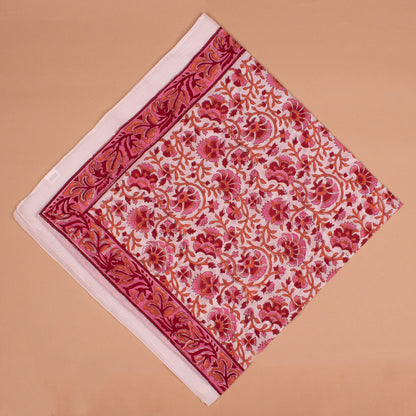 Hand Block Print Cotton Bandana 100x100 cm – Oversized Bohemian Scarf