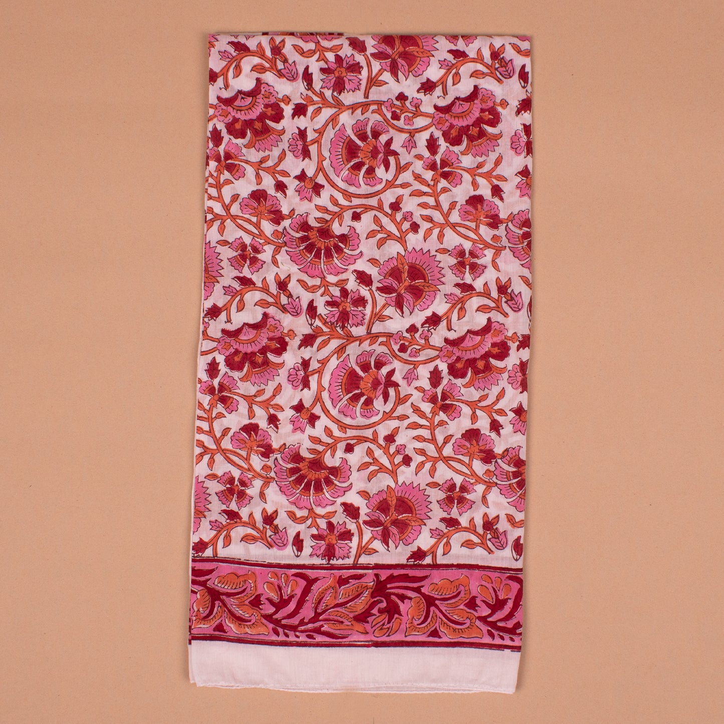 Hand Block Print Cotton Bandana 100x100 cm – Oversized Bohemian Scarf