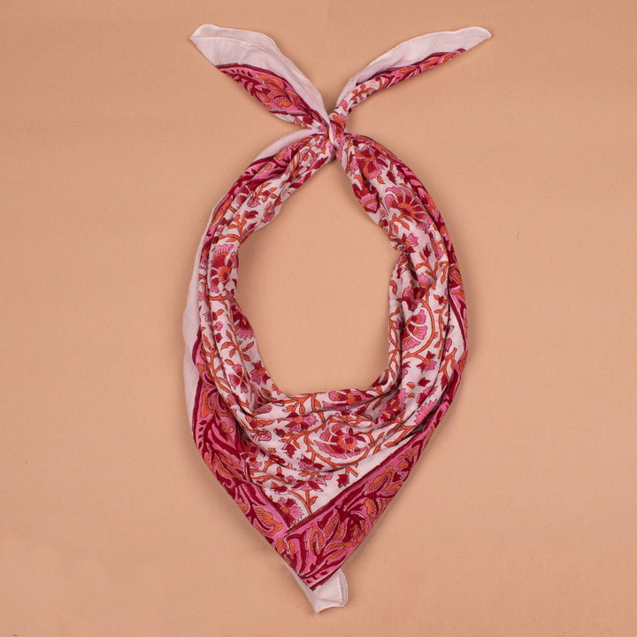 Boho Cotton Bandana 100x100 cm | Large Boho Printed Head Scarf &amp; Hair Wrap