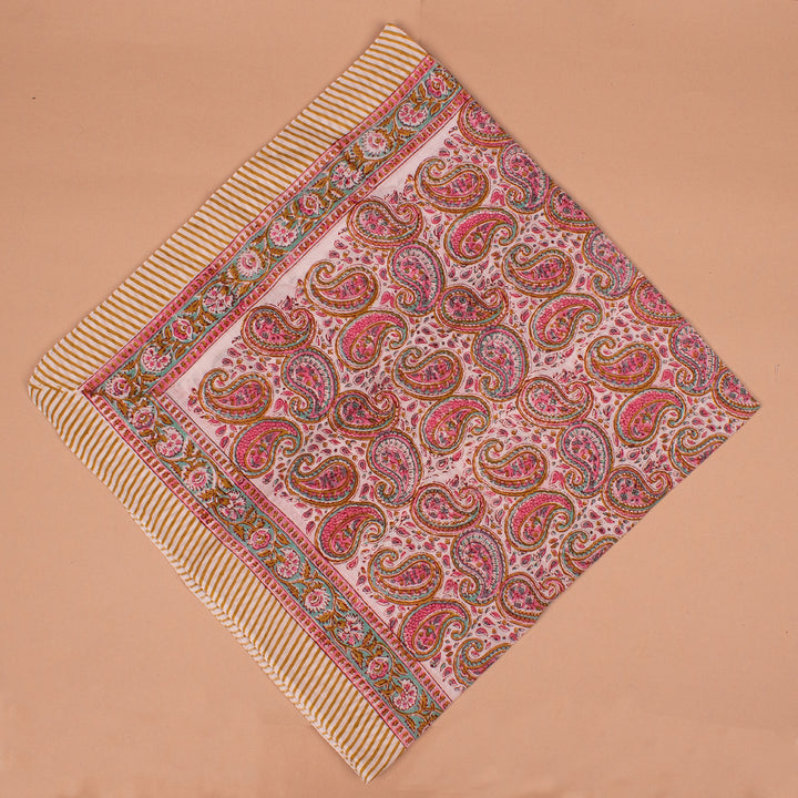 Hand Block Cotton Bandana 40x40 | Large Boho Boho Head Scarf &amp; Hair Wrap