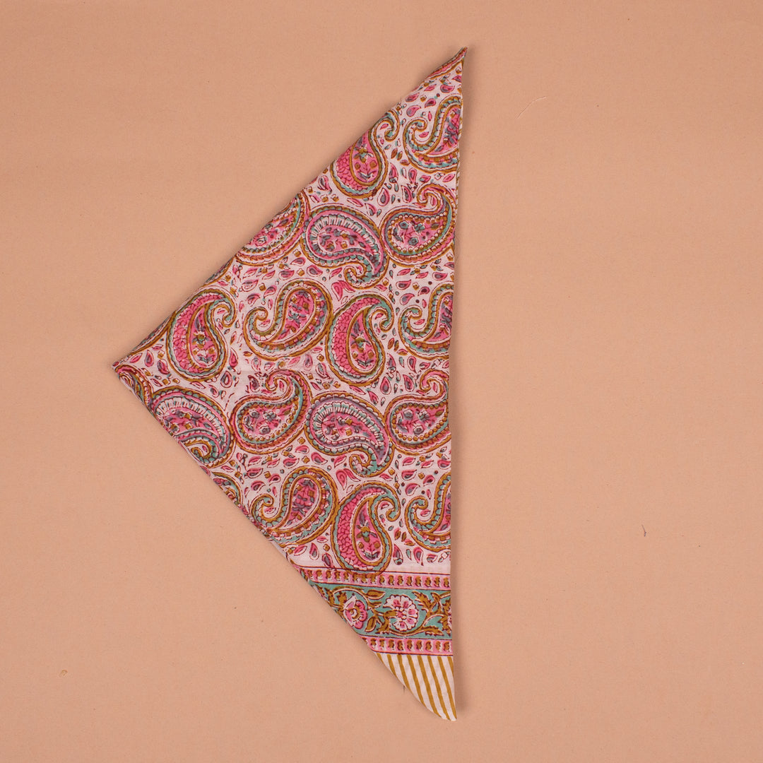 Hand Block Cotton Bandana 40x40 | Large Boho Boho Head Scarf &amp; Hair Wrap