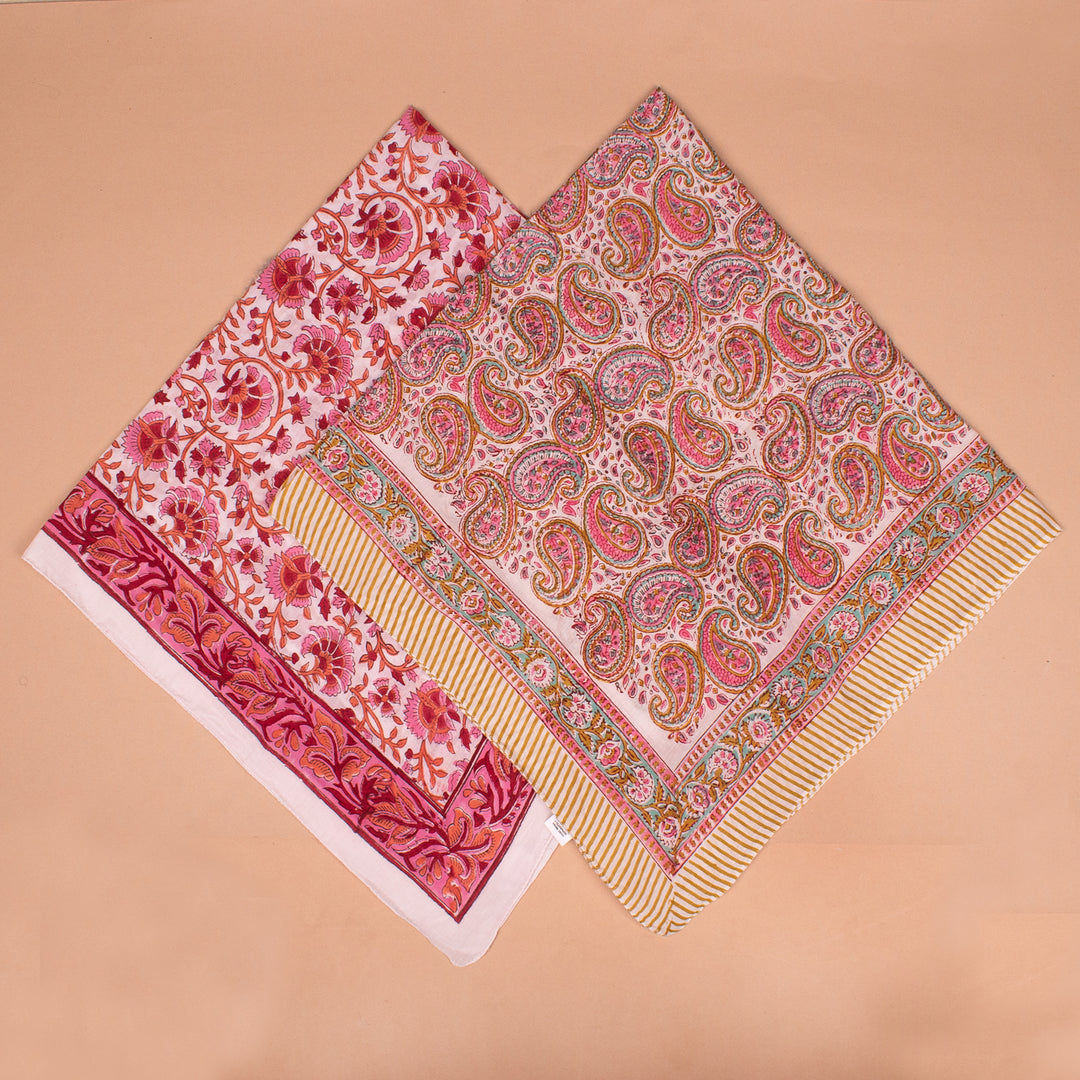 Set of 2 – Boho Cotton Bandanas 40x40 | Large Boho Head Scarf &amp; Hair Wrap