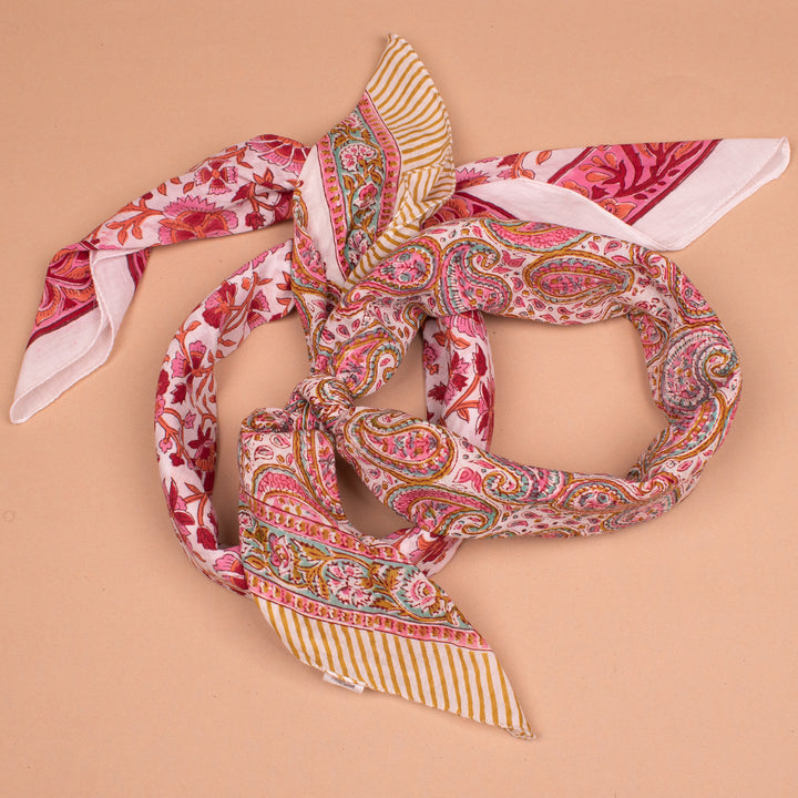 Set of 2 – Boho Cotton Bandanas 40x40 | Large Boho Head Scarf &amp; Hair Wrap