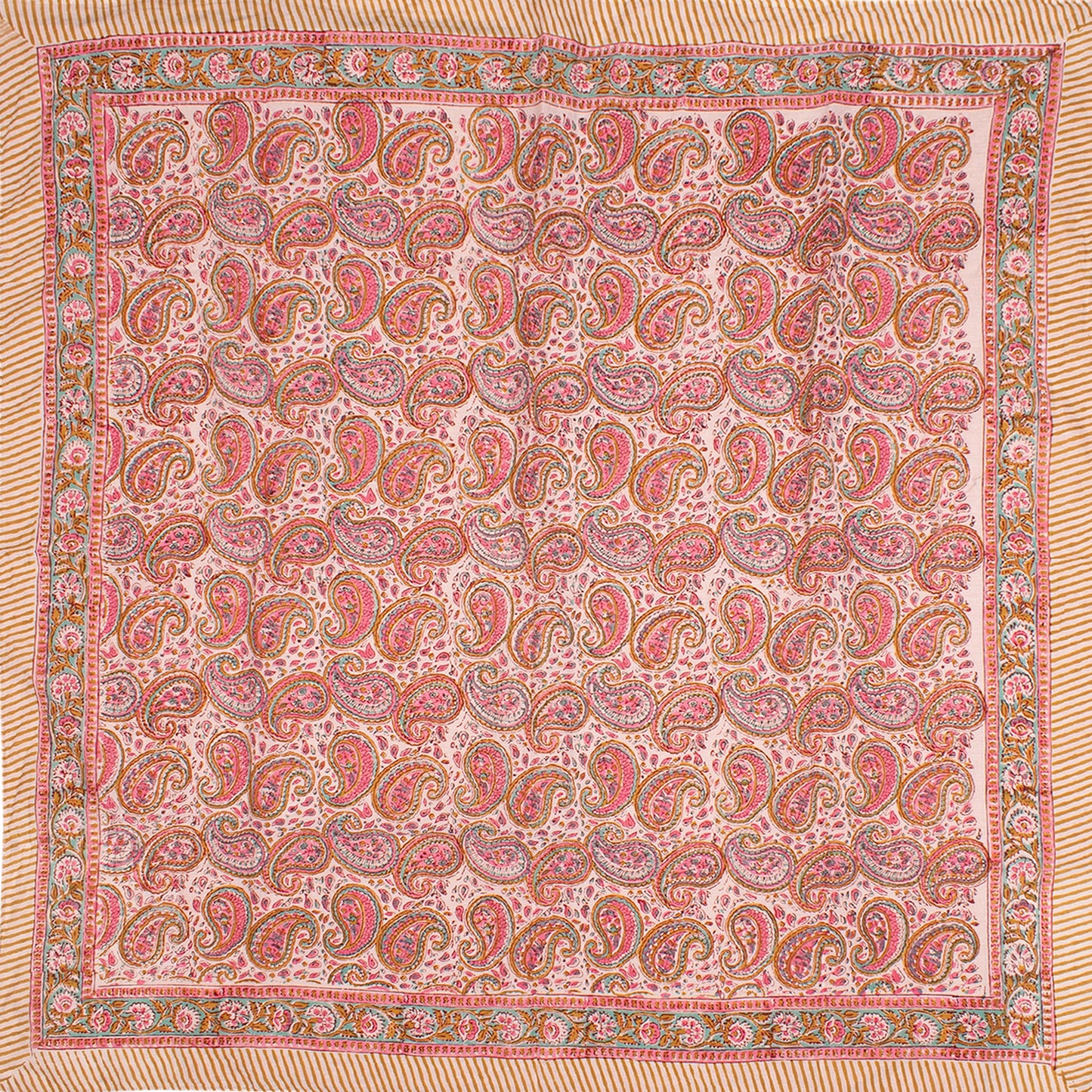 Handmade Block Print Bandana 40x40 – Lightweight Boho Wrap - Set of 2