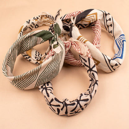 Set of 5 - Eco-Friendly Dog Bandana, Handmade Cotton Pet Scarf, Hand Block Print Dog Accessory