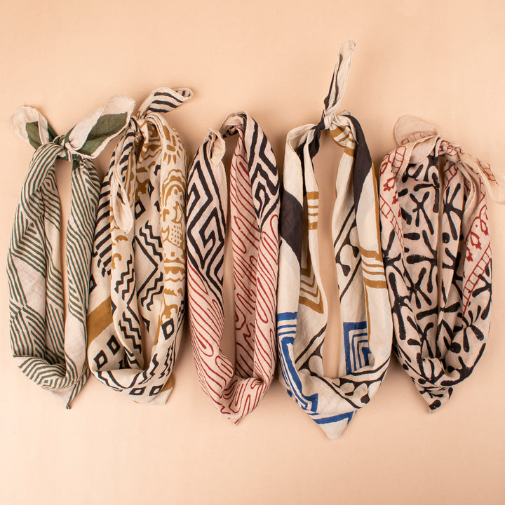 Set of 5 – Hand Block Dog Bandanas | Cotton Pet Neck Scarf