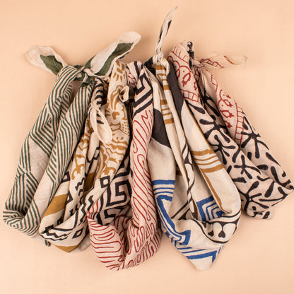 Set of 5 - Eco-Friendly Dog Bandana, Handmade Cotton Pet Scarf, Hand Block Print Dog Accessory