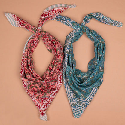 Oversized Cotton Scarf 100x100 cm – Multi-Use Bandana Wrap - Set of 2