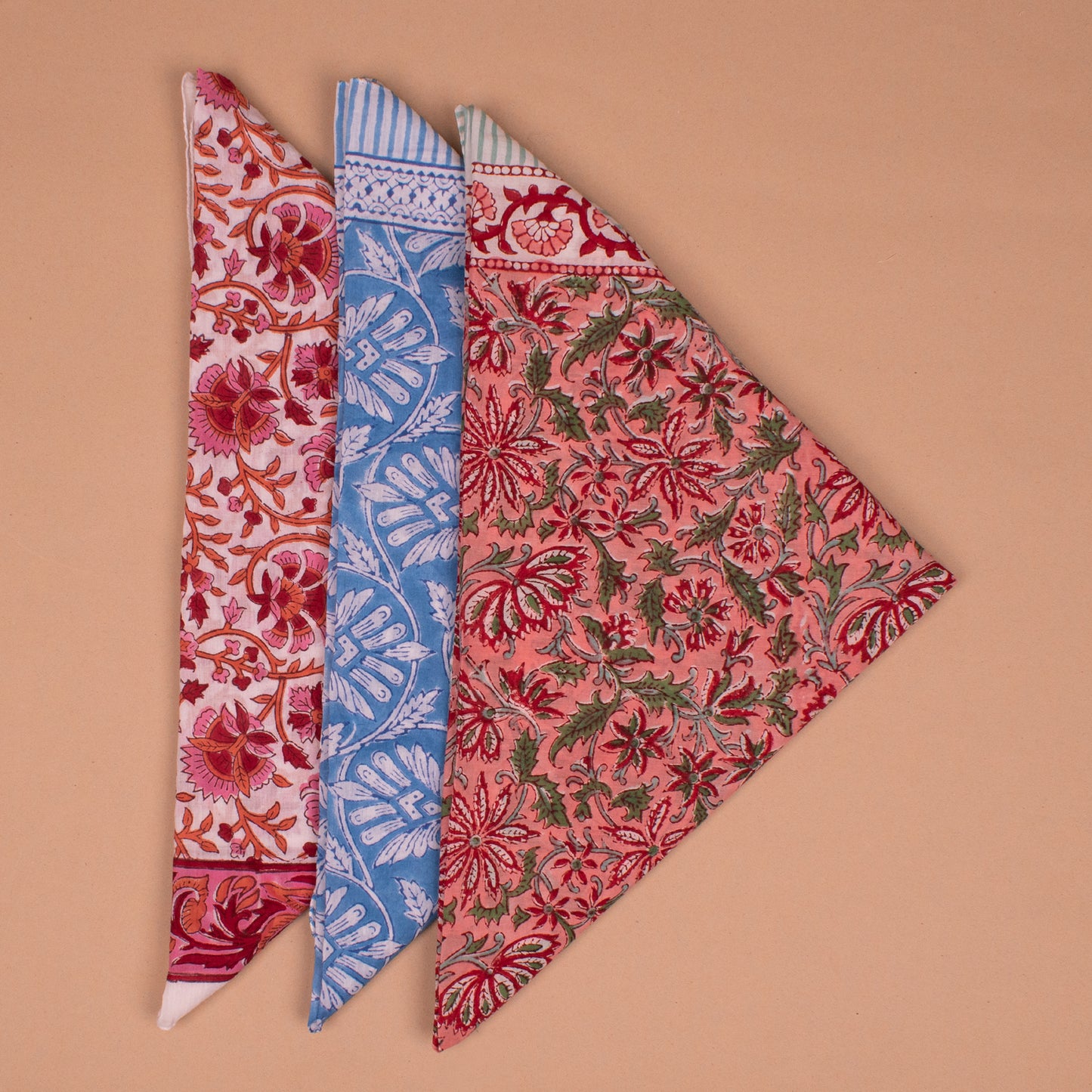 Bohemian Cotton Bandana 40x40 – Large Head Scarf & Beach Wrap - Set of 3
