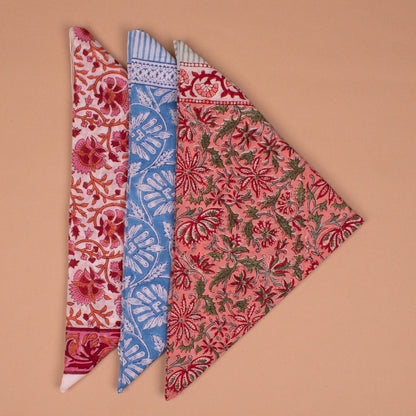 Bohemian Cotton Bandana 40x40 – Large Head Scarf & Beach Wrap - Set of 3