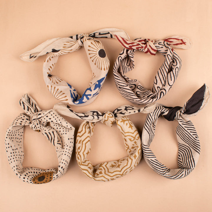 Set of 5 – Vintage Cotton Bandanas | Head Scarf &amp; Hair Wrap