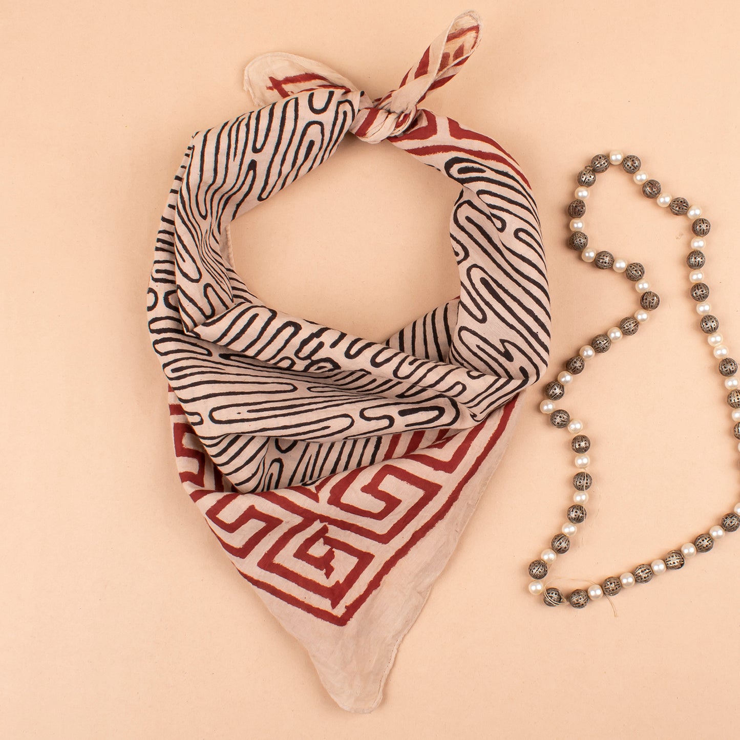 100% Cotton Handblock Printed Bandanas, Lightweight Summer Accessory, Handmade Gift, Unisex Neck Scarf, Eco-Friendly Boho Hair Tie