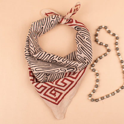 100% Cotton Handblock Printed Bandanas, Lightweight Summer Accessory, Handmade Gift, Unisex Neck Scarf, Eco-Friendly Boho Hair Tie