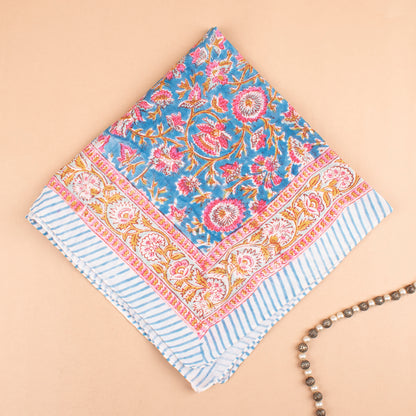 Eco-Friendly Cotton Bandana Scarf, Unisex Handprinted Head Wrap, Soft Boho Neck Tie, Lightweight Summer Scarf, Wrist Accessory