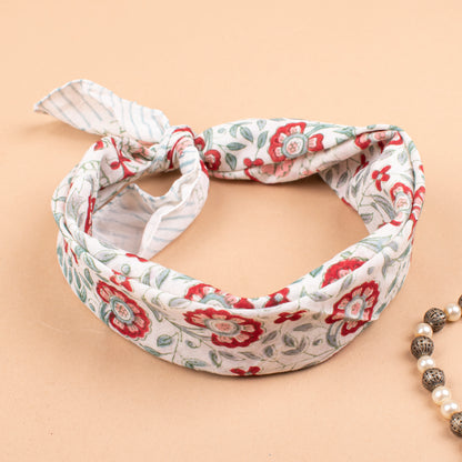 Lightweight Pure Cotton Bandanas, Bohemian Style Handblock Print, Unisex Hair Wrap, Eco Summer Neck Scarf Gift, Hair Accessory