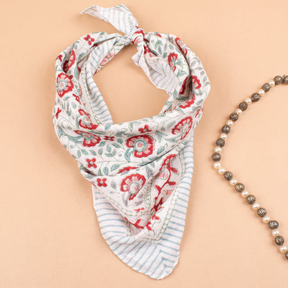 Lightweight Pure Cotton Bandanas, Bohemian Style Handblock Print, Unisex Hair Wrap, Eco Summer Neck Scarf Gift, Hair Accessory