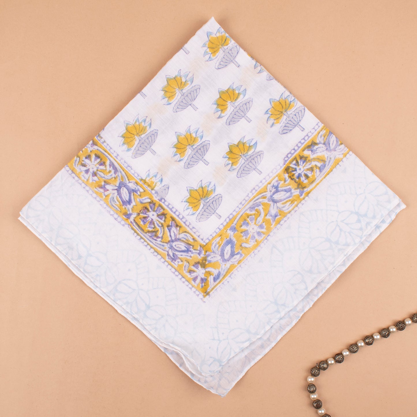 Block Printed Cotton Bandana For Men & Women, Eco-Friendly Boho Neck Or Head Tie, Handcrafted Summer Scarves, Sustainable Accessory