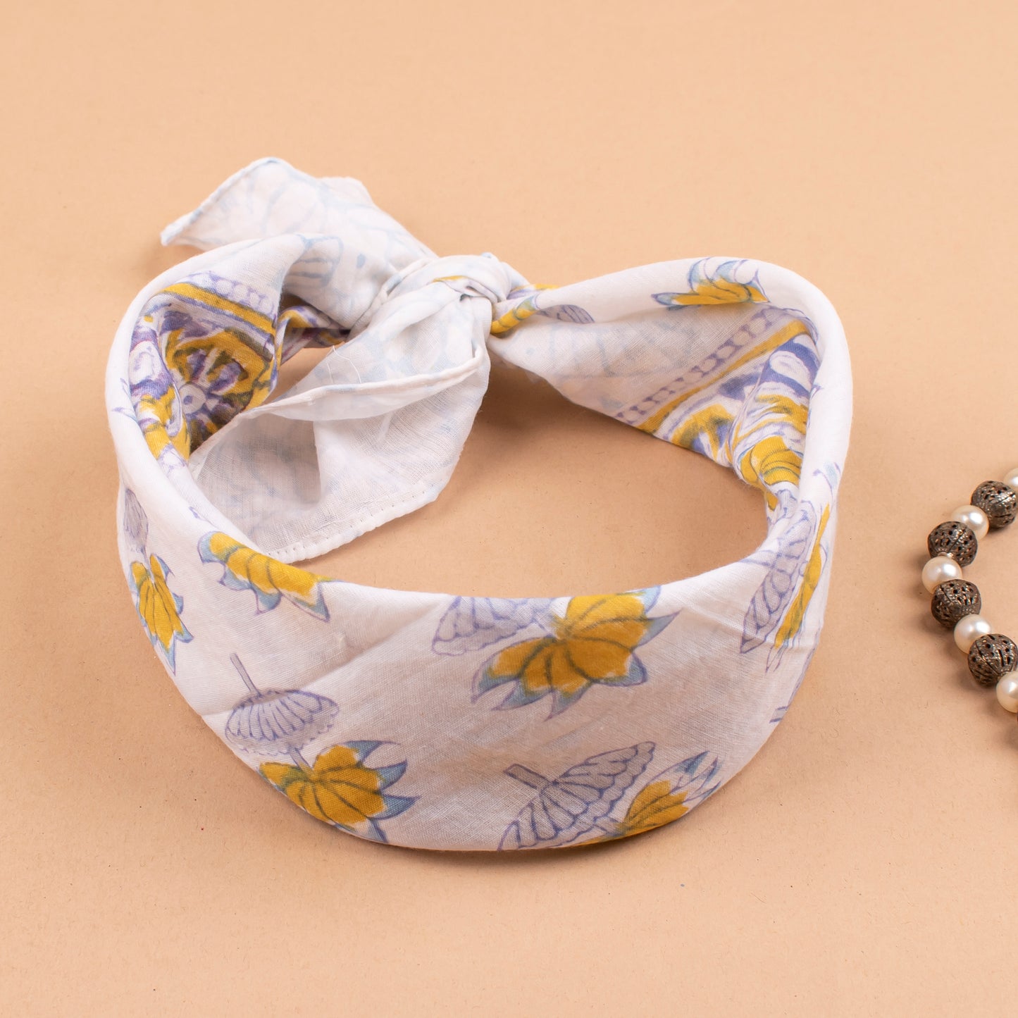 Block Printed Cotton Bandana For Men & Women, Eco-Friendly Boho Neck Or Head Tie, Handcrafted Summer Scarves, Sustainable Accessory