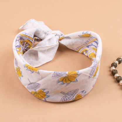Block Printed Cotton Bandana For Men & Women, Eco-Friendly Boho Neck Or Head Tie, Handcrafted Summer Scarves, Sustainable Accessory