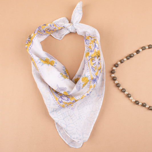 Block Printed Cotton Bandana For Men & Women, Eco-Friendly Boho Neck Or Head Tie, Handcrafted Summer Scarves, Sustainable Accessory