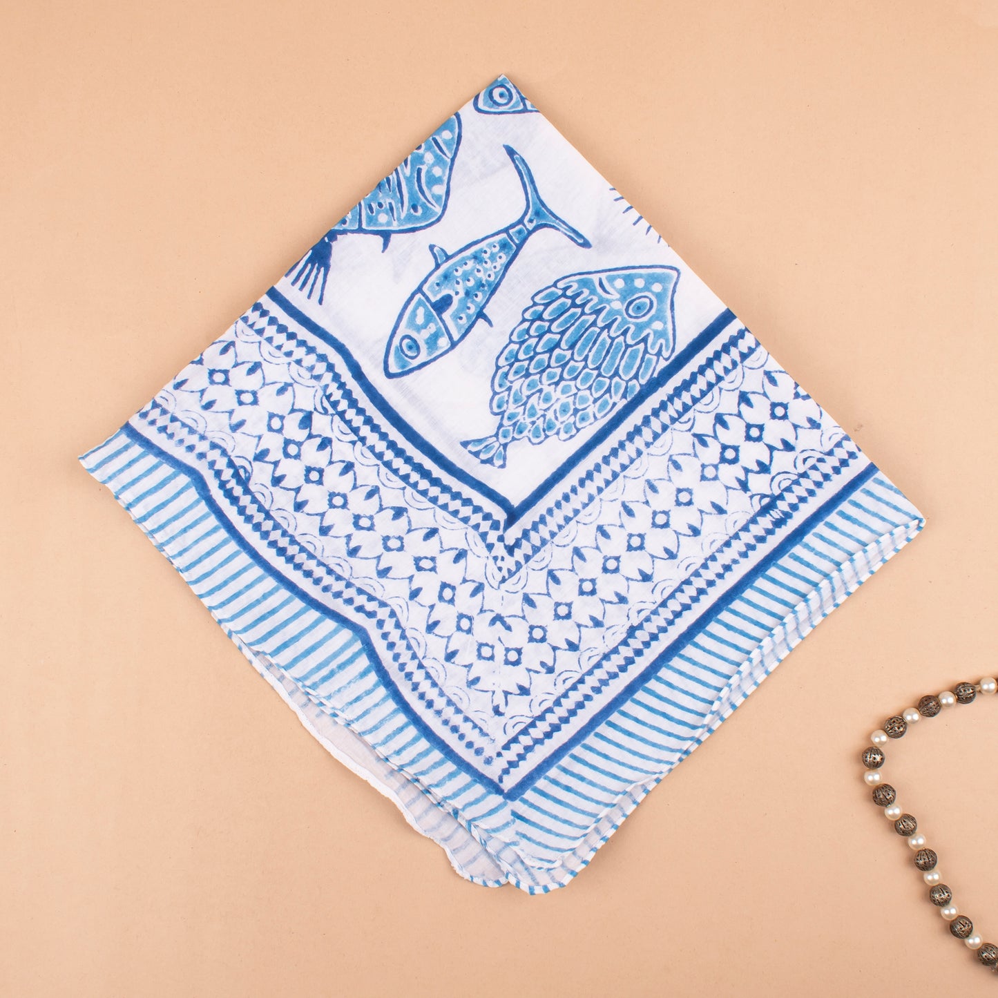 Stylish Handprinted Cotton Bandana, Unisex Head Wrap, Eco Lightweight Neck Tie, Vintage-Style Bohemian Gift, Summer Gift