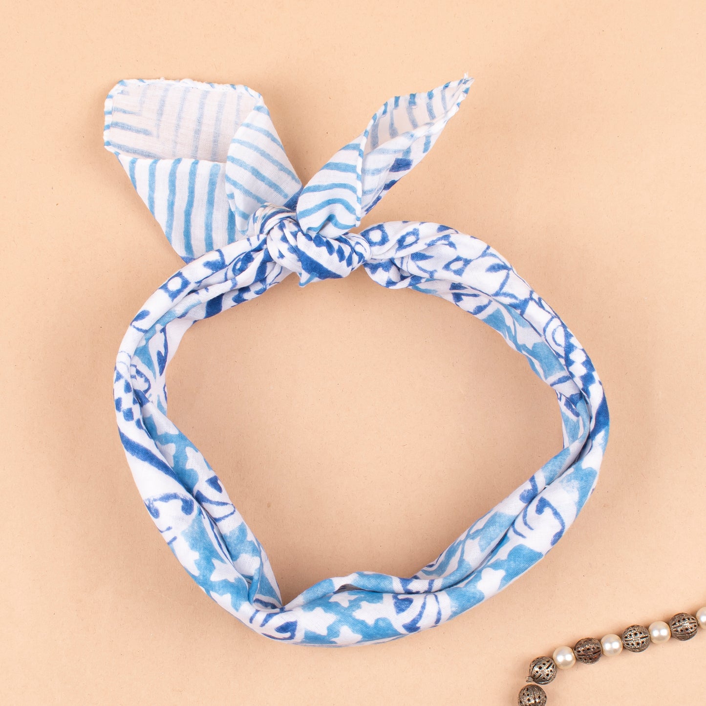 Bohemian Neck Scarf, Eco-Friendly Hair Tie Gift, Neck Or Wrist Tie For Men & Women, Pure Cotton Handblock Printed Bandanas