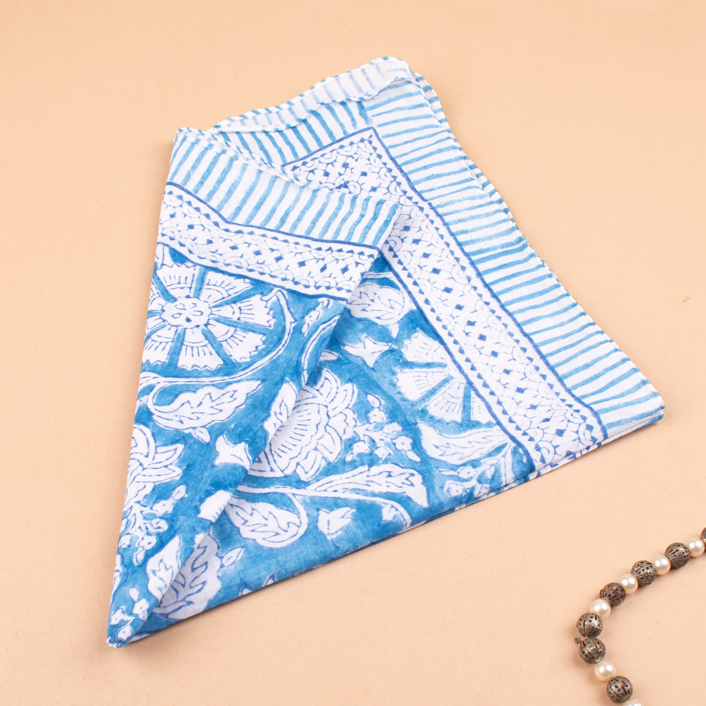 Block Printed Bohemian Scarf, Lightweight Summer Accessory, Eco-Conscious Cotton Bandanas, Handblock Printed Scarf