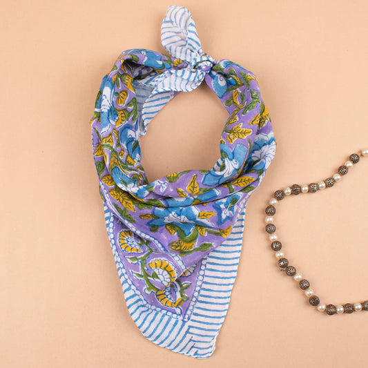 Vintage Style Wrap For Him & Her, Boho Neck Tie, Boho Floral Cotton Bandana Scarf, Lightweight Handmade Wrap
