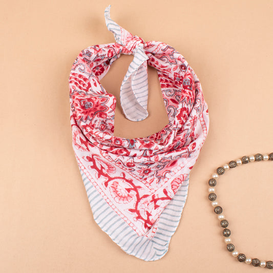 Unisex Accessory For Neck Or Hair Tie, Traditional Block Printed Bandanas, Soft Cotton Neck Wraps, Unisex Boho Accessories