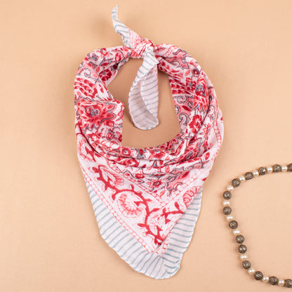 Unisex Accessory For Neck Or Hair Tie, Traditional Block Printed Bandana, Soft Cotton Neck Wraps, Unisex Boho Accessories