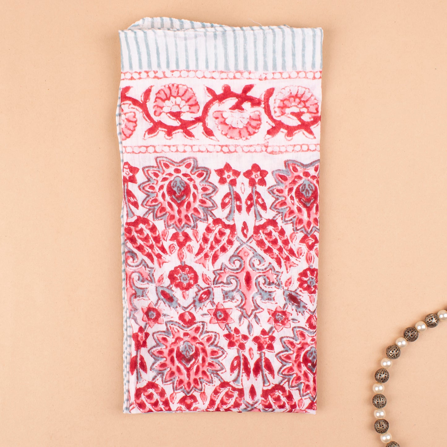 Unisex Accessory For Neck Or Hair Tie, Traditional Block Printed Bandana, Soft Cotton Neck Wraps, Unisex Boho Accessories
