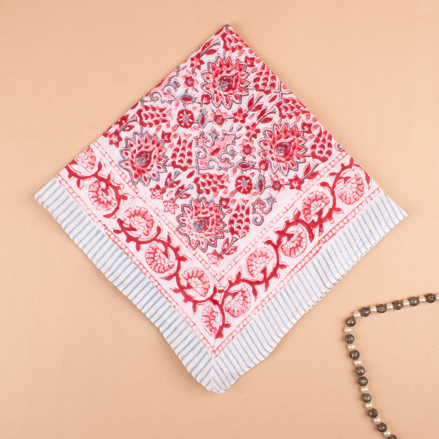 Unisex Accessory For Neck Or Hair Tie, Traditional Block Printed Bandana, Soft Cotton Neck Wraps, Unisex Boho Accessories