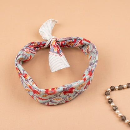 Handmade Cotton Bandana Scarf, Boho Block Print Wrap, Lightweight Neck Tie For Men & Women, Eco Gift Idea, Fashion Accessory