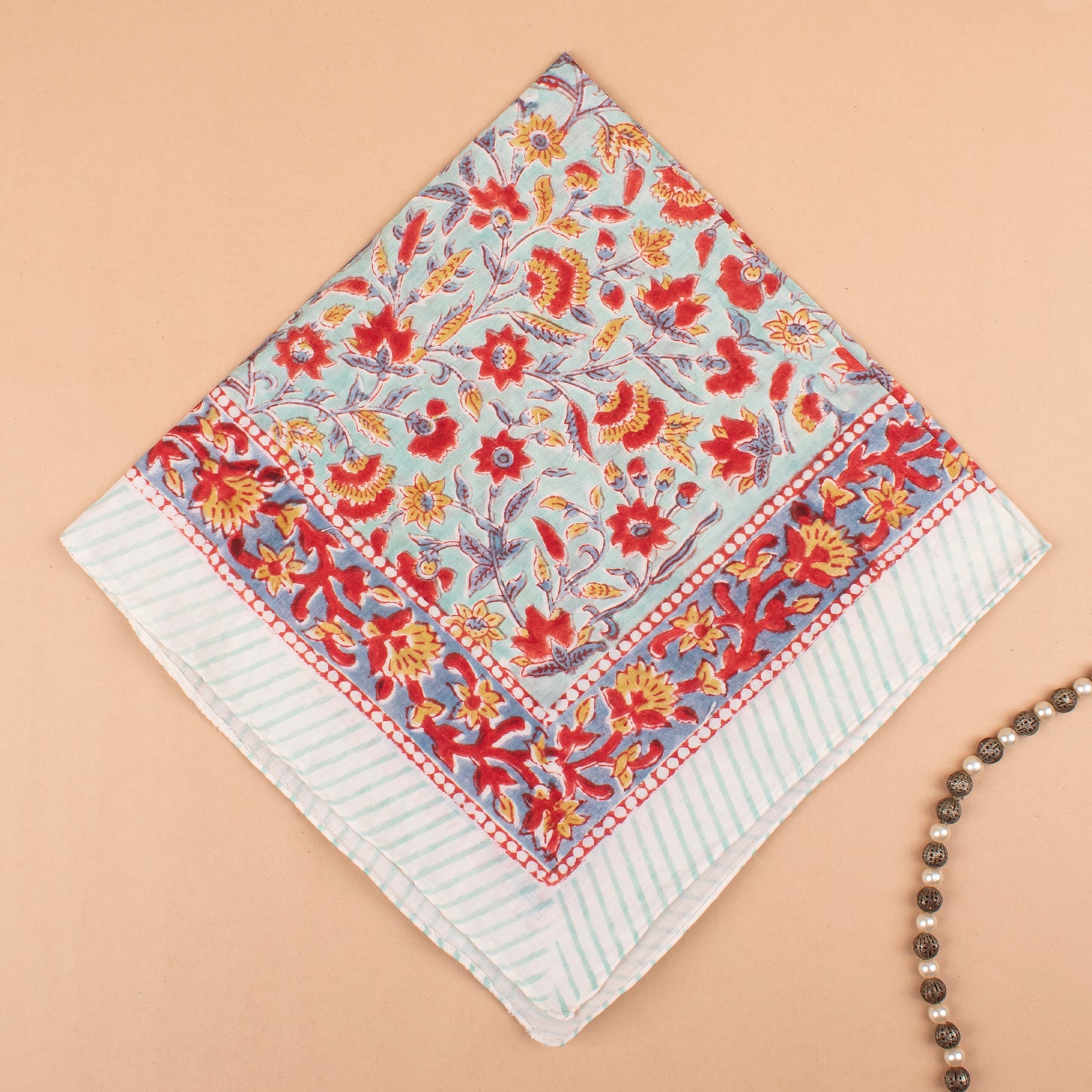 Handmade Cotton Bandana Scarf, Boho Block Print Wrap, Lightweight Neck Tie For Men & Women, Eco Gift Idea, Fashion Accessory