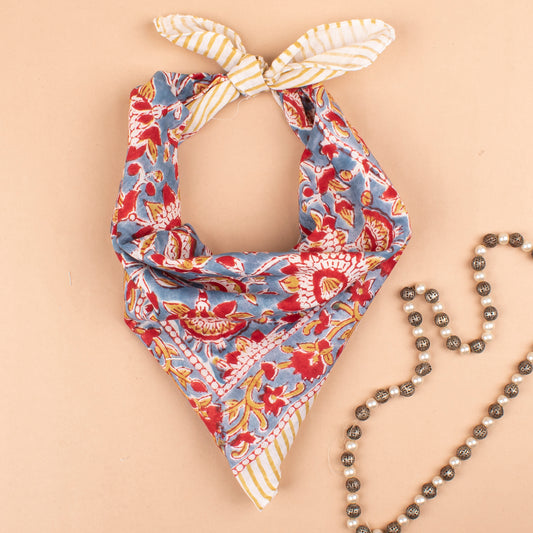 Lightweight Neck Tie, Boho Head Accessory Gift, Handmade Floral Cotton Bandanas, Sustainable Boho Neck Wrap, Head & Wrist Tie