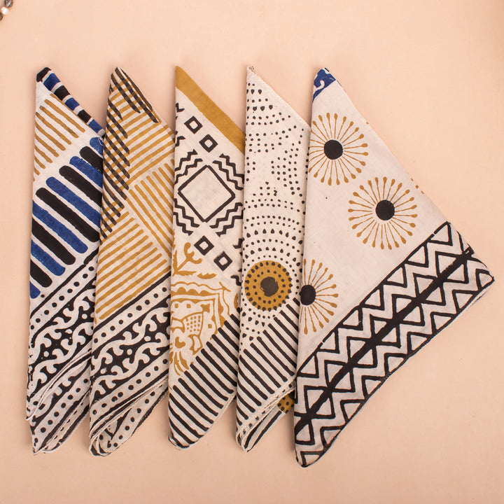 Set of 5 – Hand Block Dog Bandanas | Cotton Pet Neck Scarf